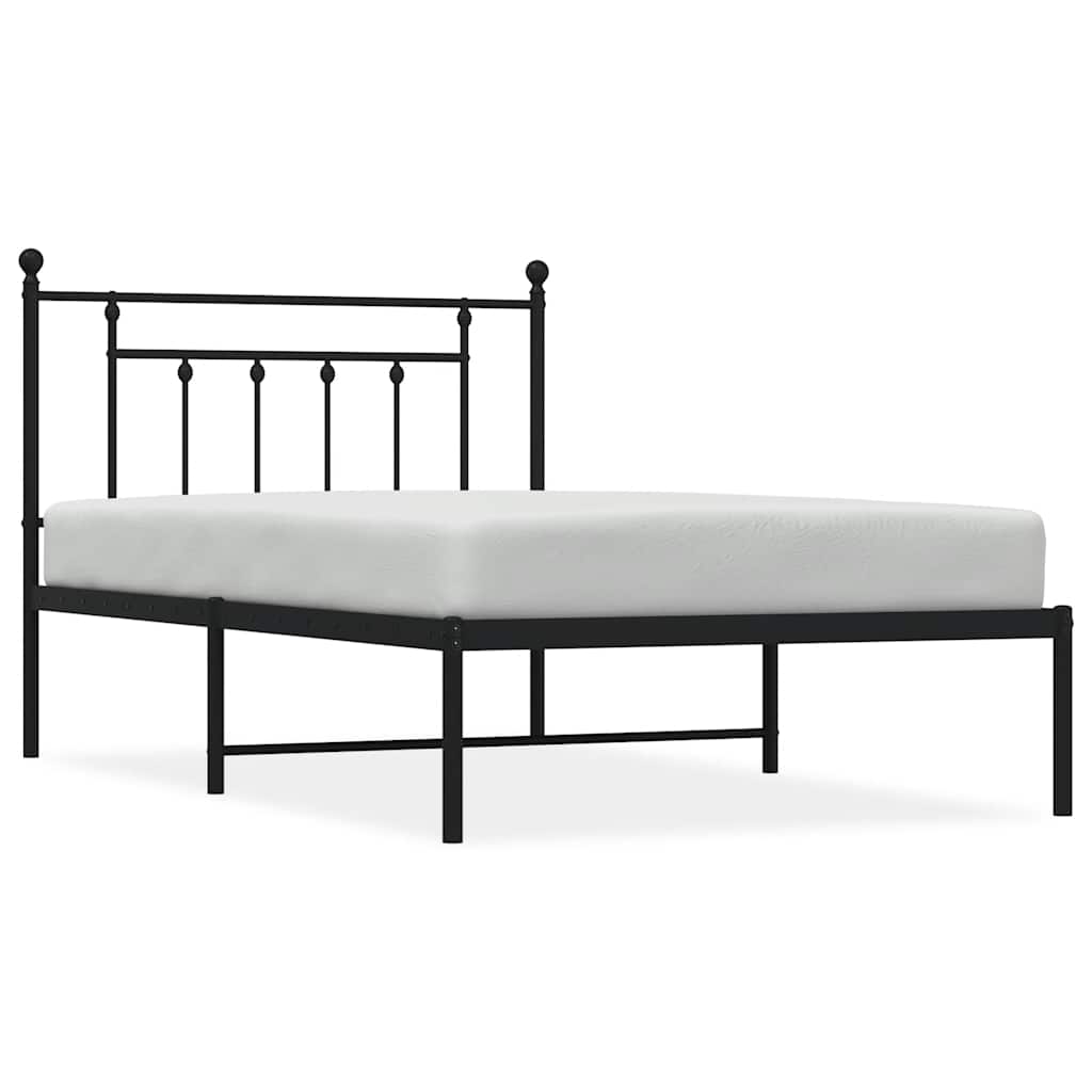 Metal Bed Frame without Mattress with Headboard Black 100x200cm