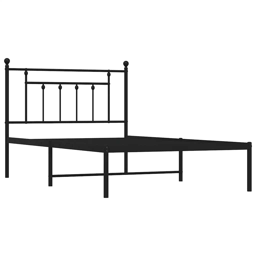 Metal Bed Frame without Mattress with Headboard Black 100x200cm
