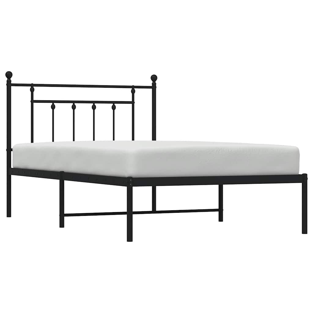 Metal Bed Frame without Mattress with Headboard Black 100x200cm
