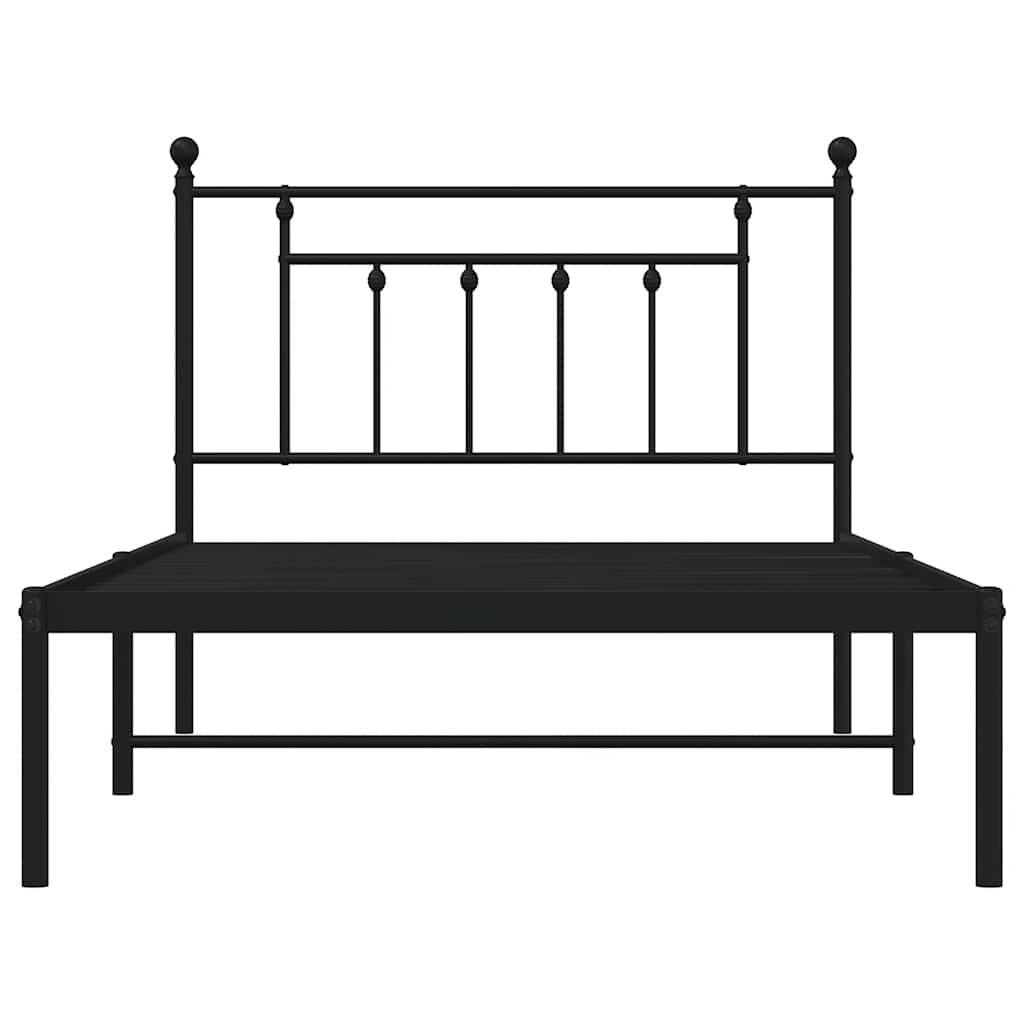 Metal Bed Frame without Mattress with Headboard Black 100x200cm