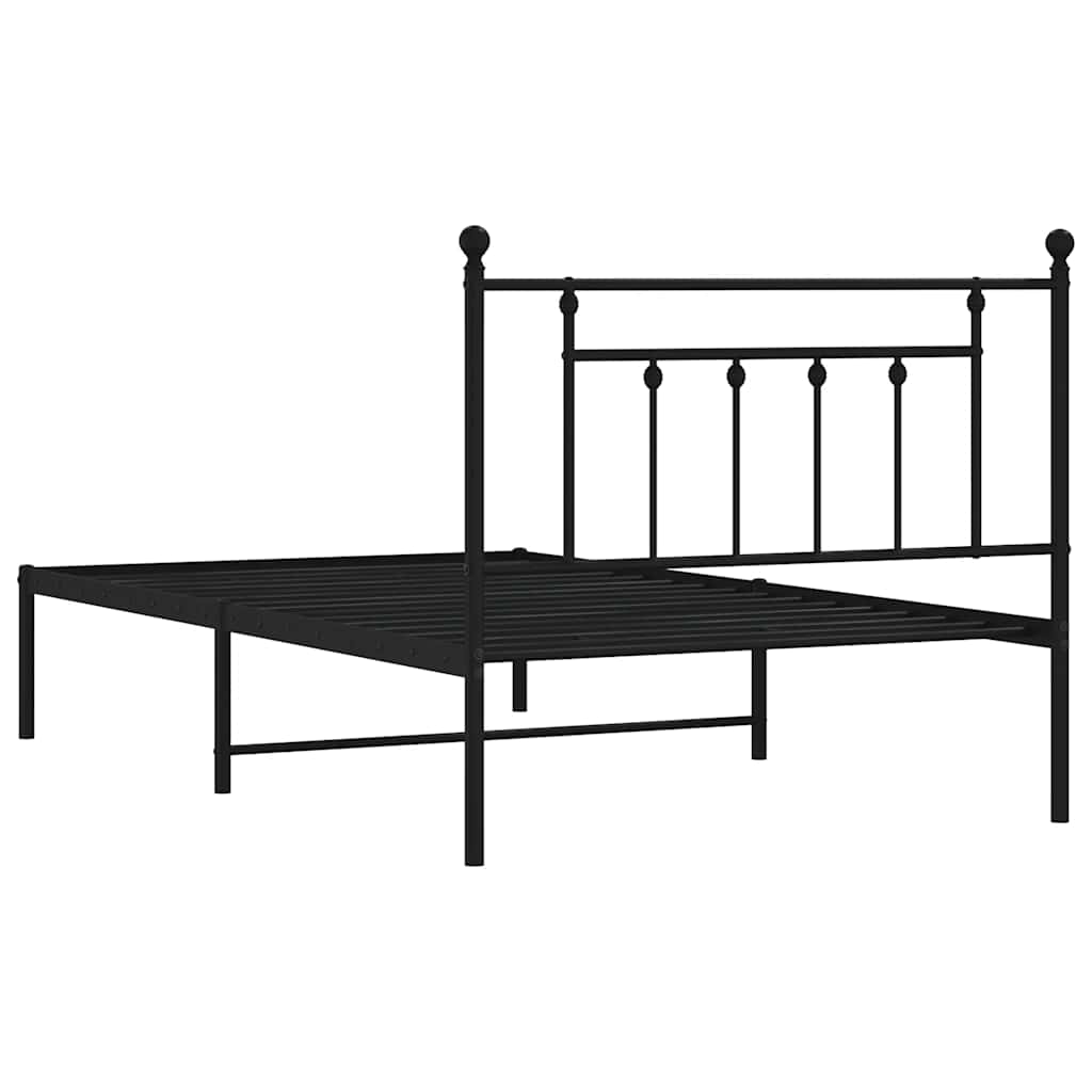 Metal Bed Frame without Mattress with Headboard Black 100x200cm