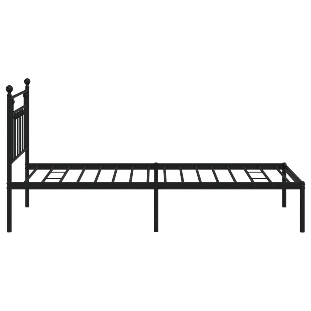 Metal Bed Frame without Mattress with Headboard Black 107x203cm