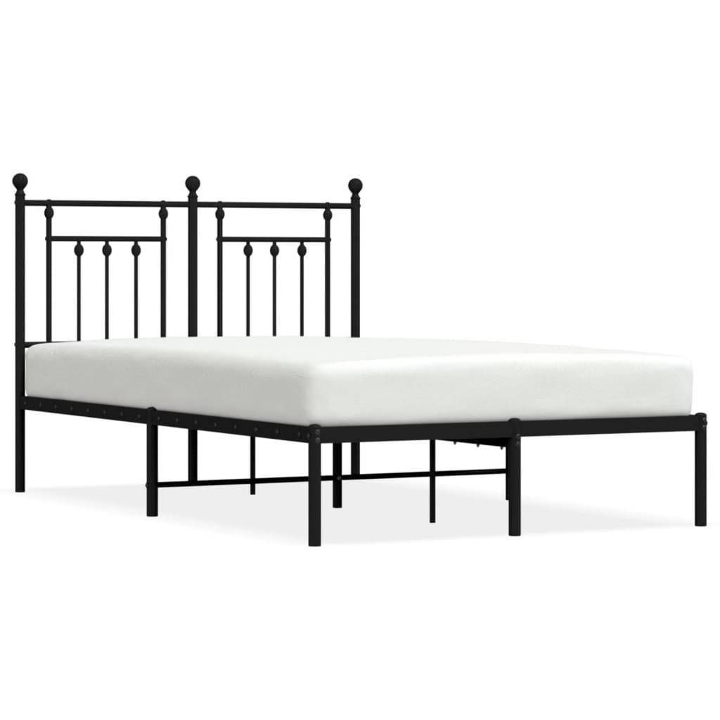 Metal Bed Frame without Mattress with Headboard Black 120x190cm