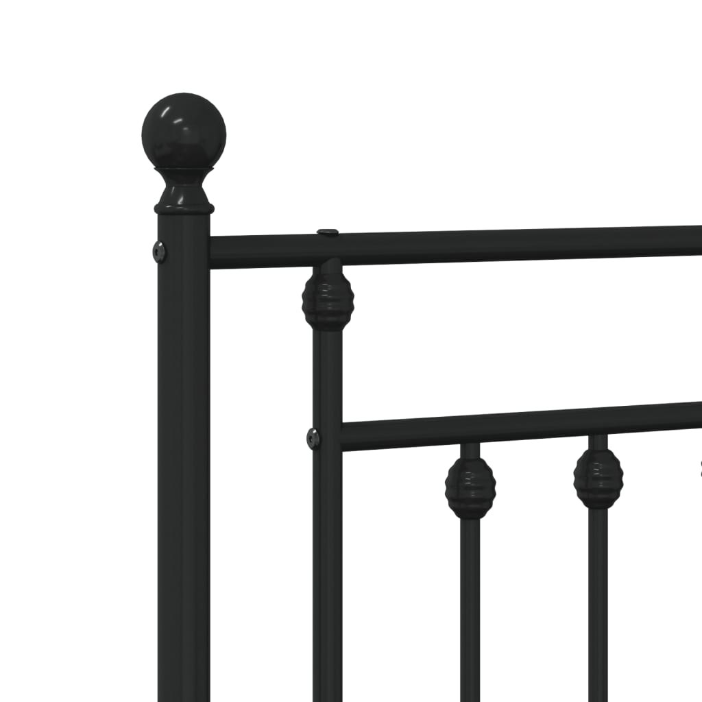 Metal Bed Frame without Mattress with Headboard Black 120x190cm