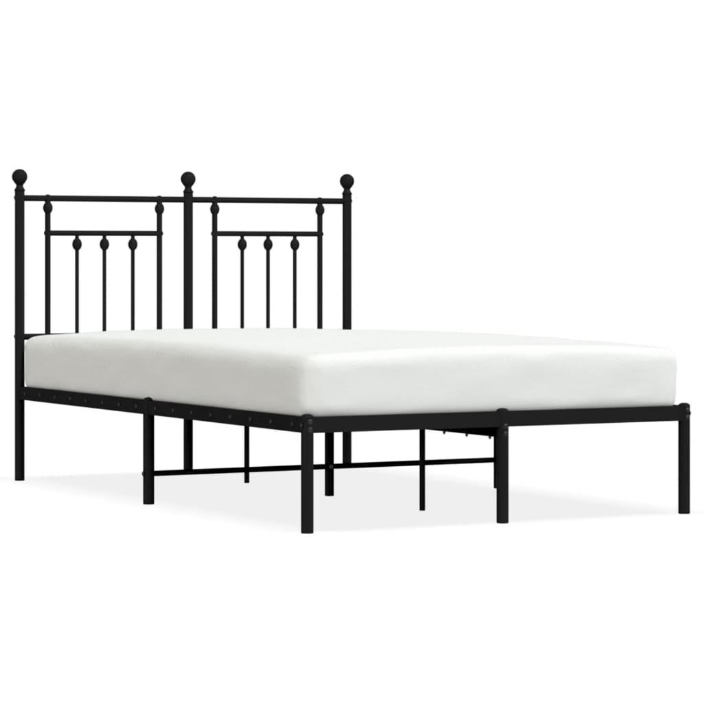 Metal Bed Frame without Mattress with Headboard Black 120x200cm