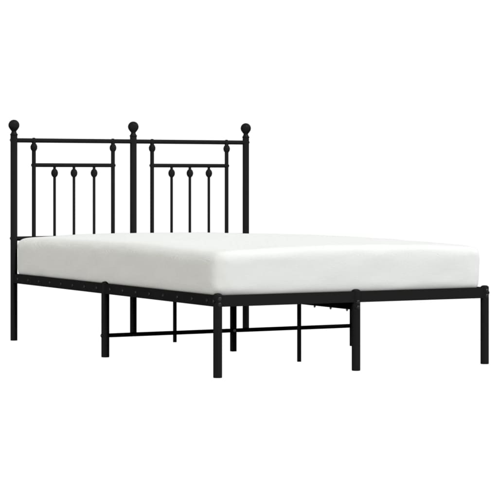 Metal Bed Frame without Mattress with Headboard Black 120x200cm