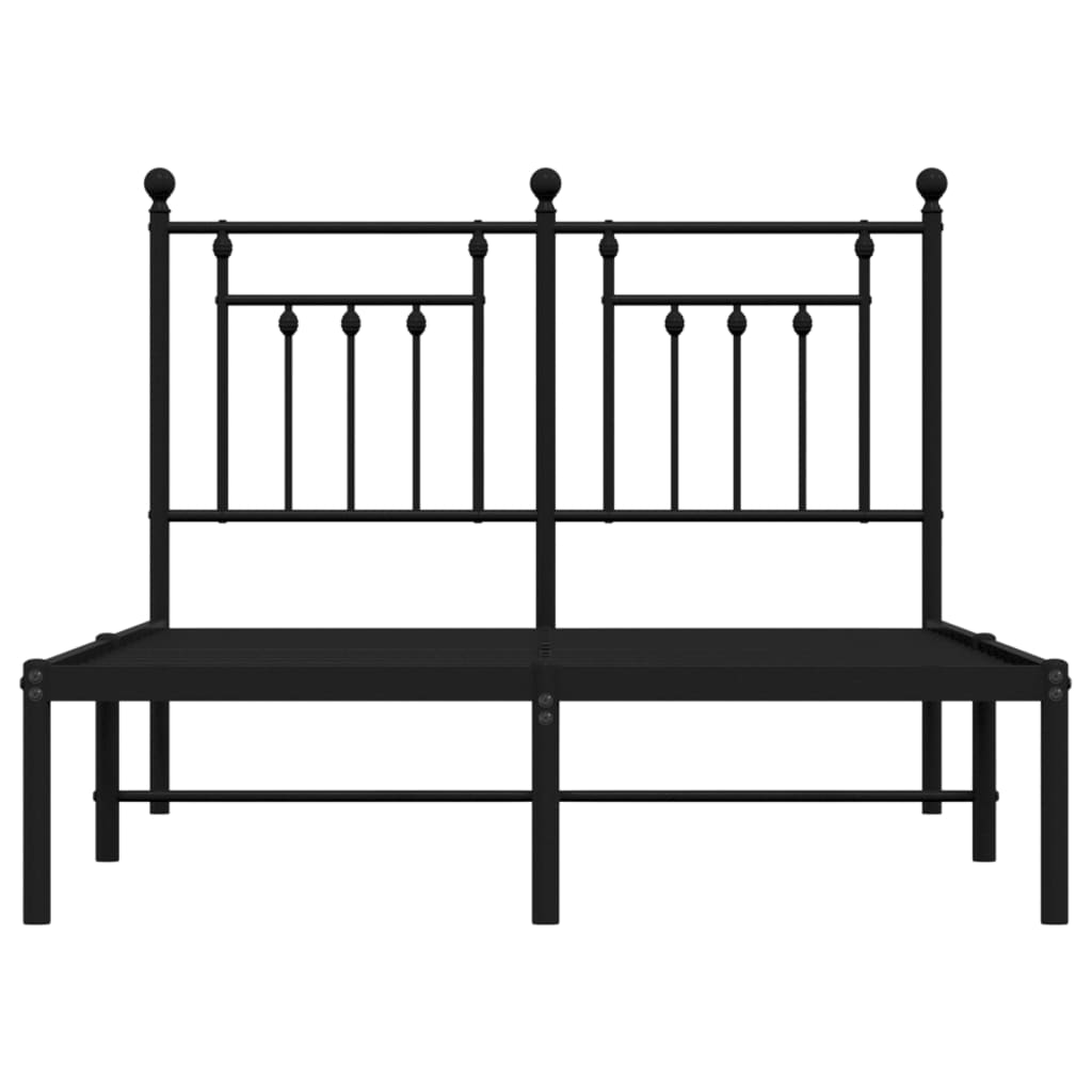 Metal Bed Frame without Mattress with Headboard Black 120x200cm