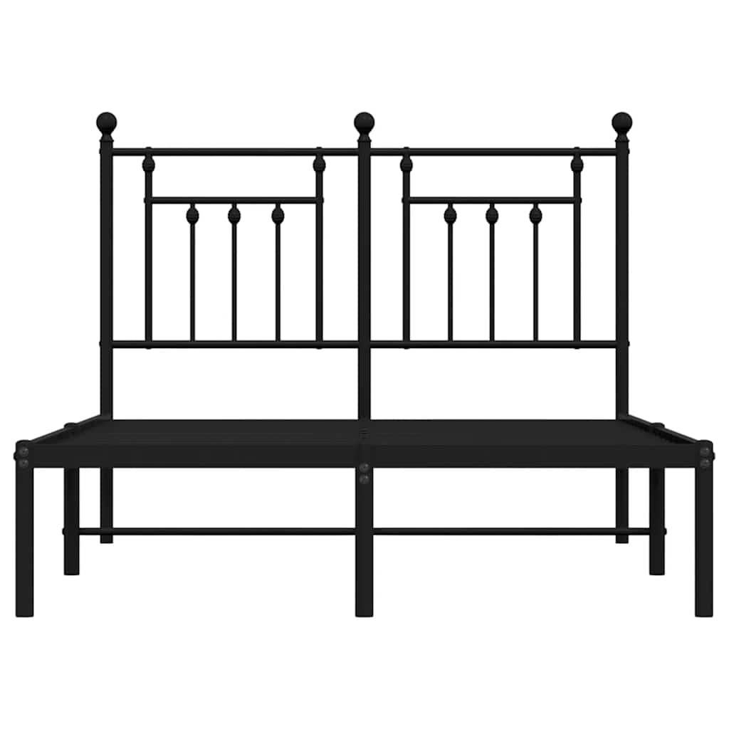 Metal Bed Frame without Mattress with Headboard Black 135x190cm