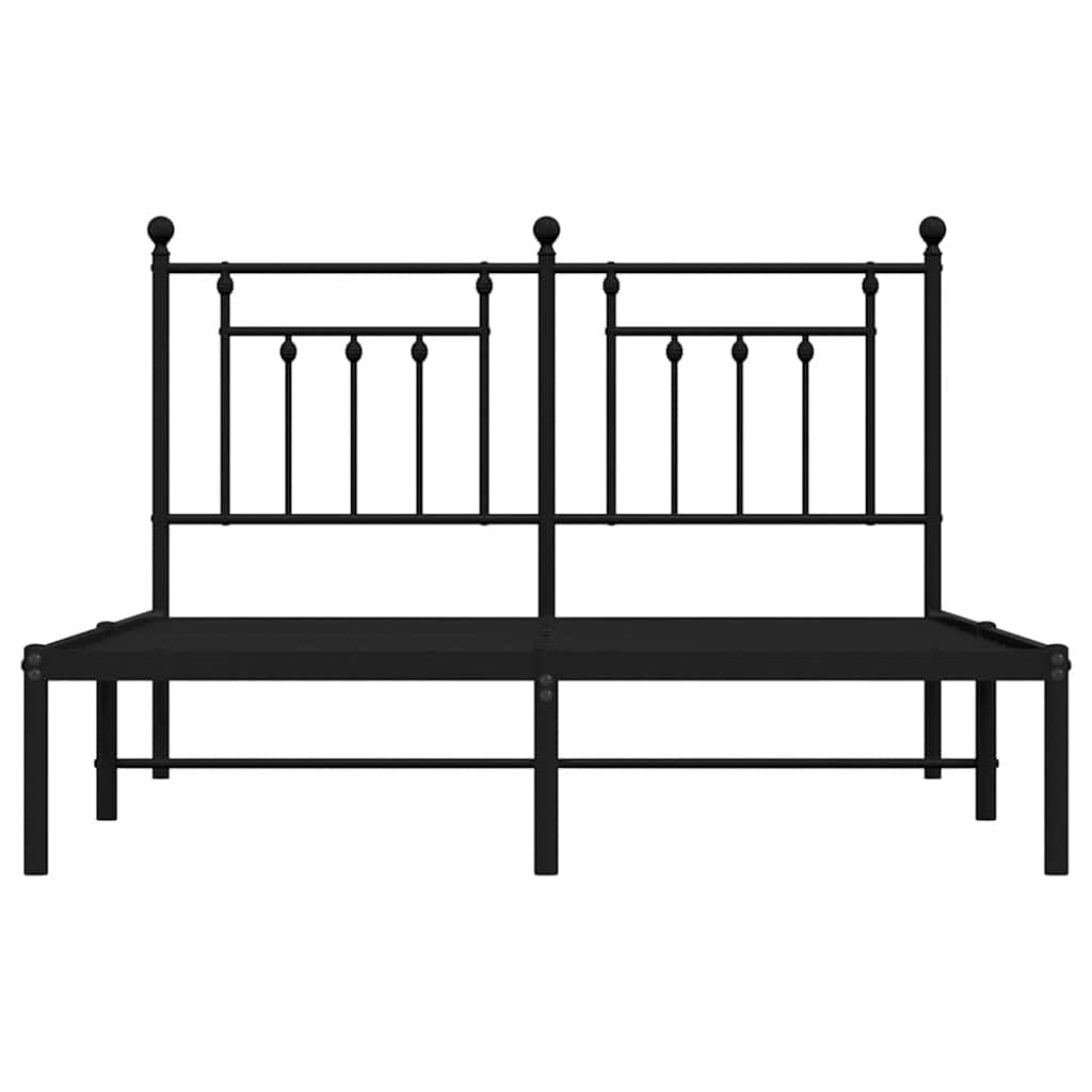 Metal Bed Frame without Mattress with Headboard Black 140x190cm