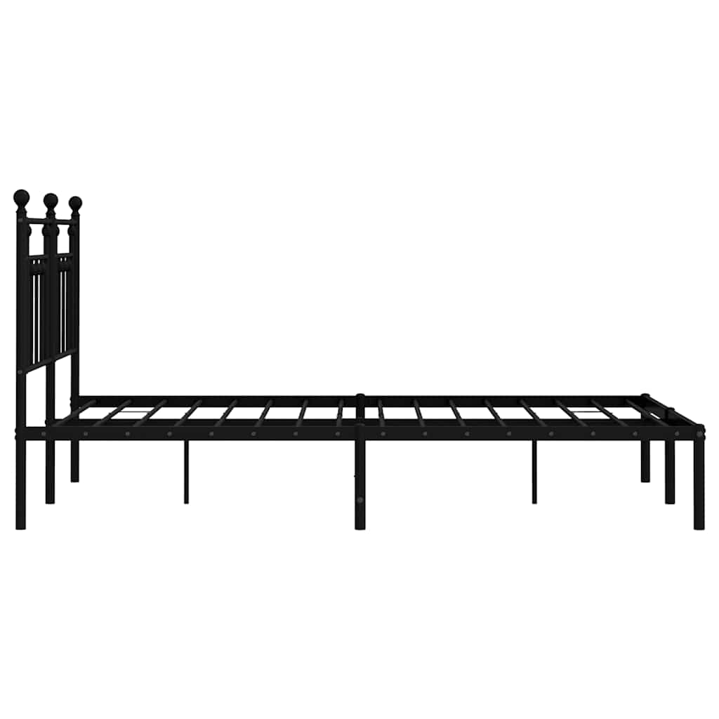 Metal Bed Frame without Mattress with Headboard Black 140x190cm