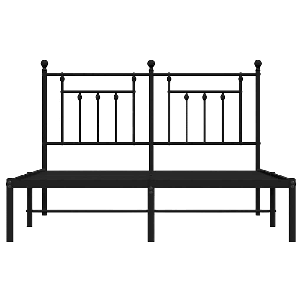 Metal Bed Frame without Mattress with Headboard Black 150x200cm