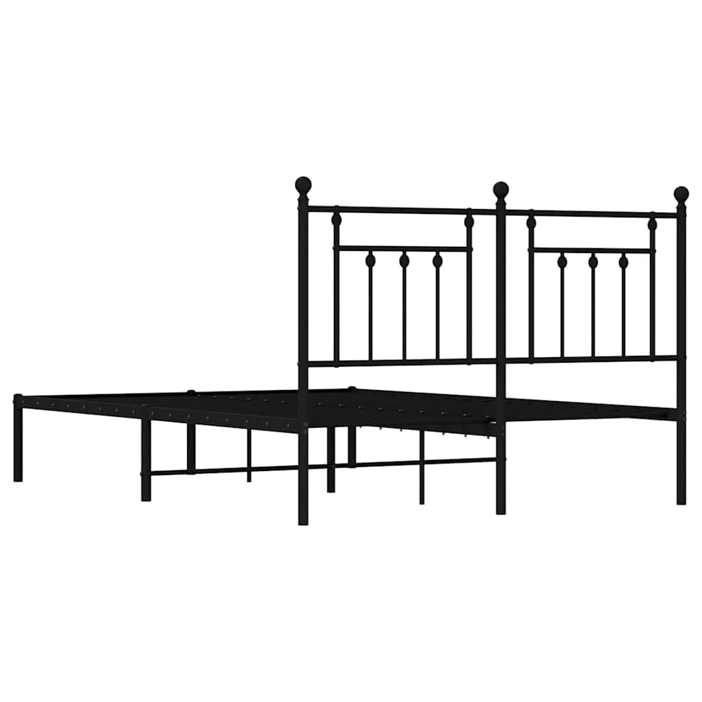Metal Bed Frame without Mattress with Headboard Black 150x200cm