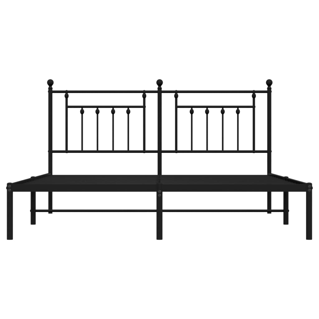 Metal Bed Frame without Mattress with Headboard Black 180x200cm