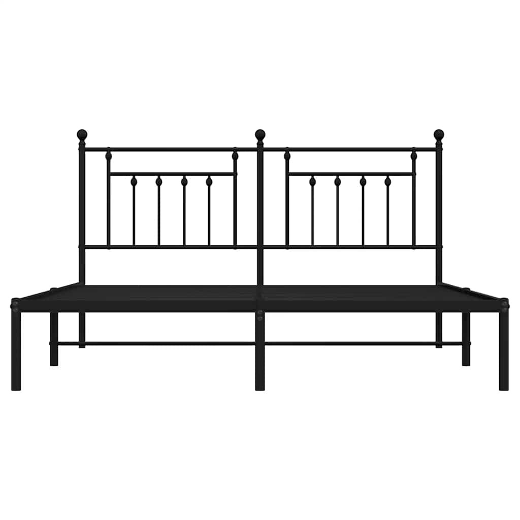 Metal Bed Frame without Mattress with Headboard Black 183x213cm