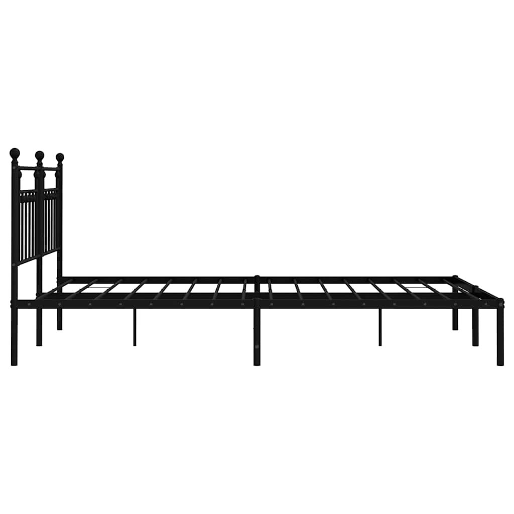 Metal Bed Frame without Mattress with Headboard Black 183x213cm