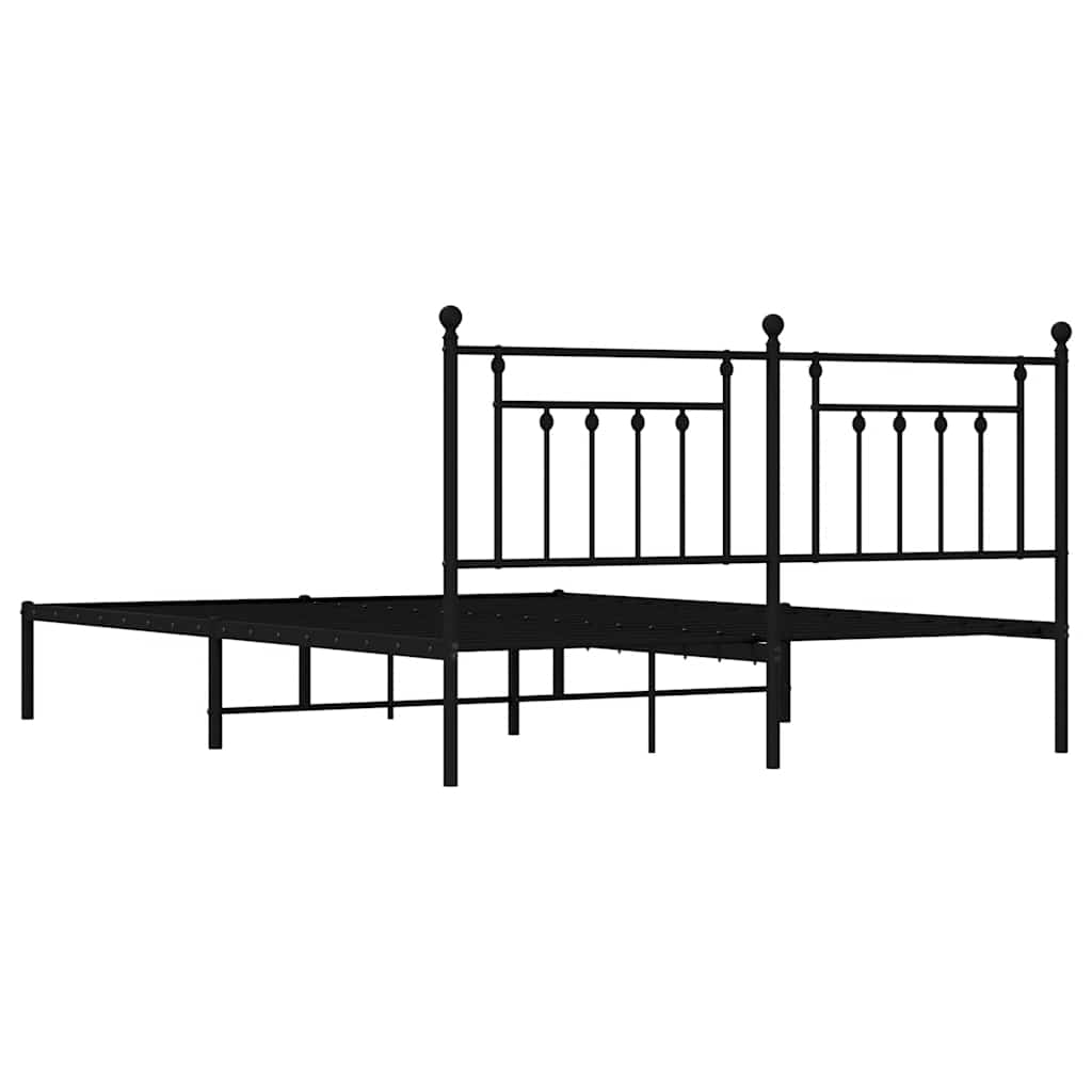 Metal Bed Frame without Mattress with Headboard Black 183x213cm