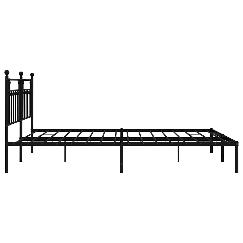 Metal Bed Frame without Mattress with Headboard Black 193x203cm