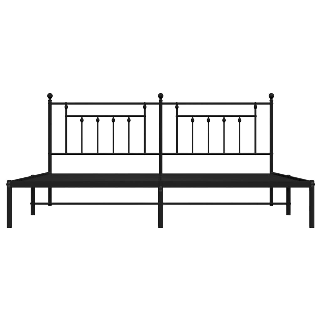 Metal Bed Frame without Mattress with Headboard Black 200x200cm