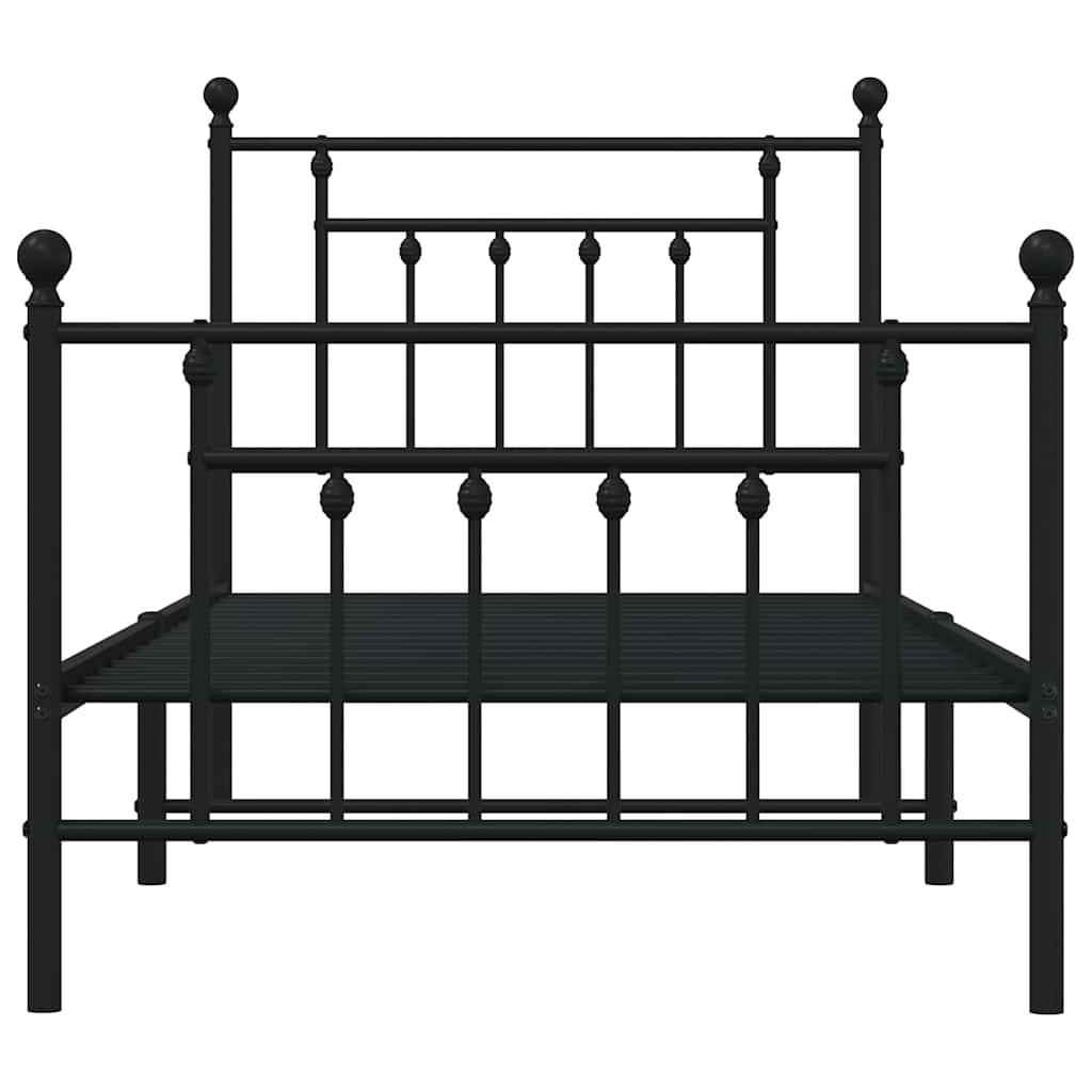 Metal Bed Frame without Mattress with Footboard Black 80x200cm