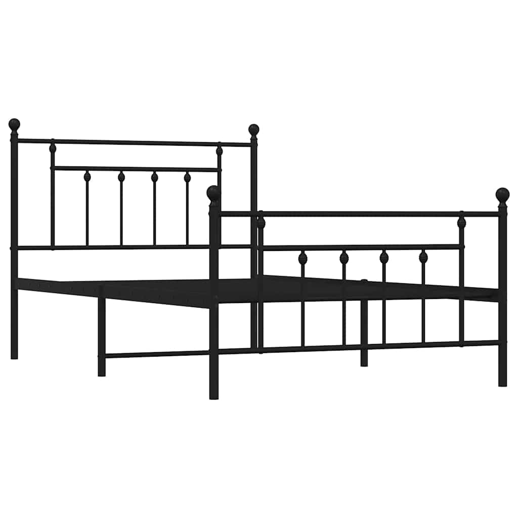 Metal Bed Frame without Mattress with Footboard Black 100x200cm