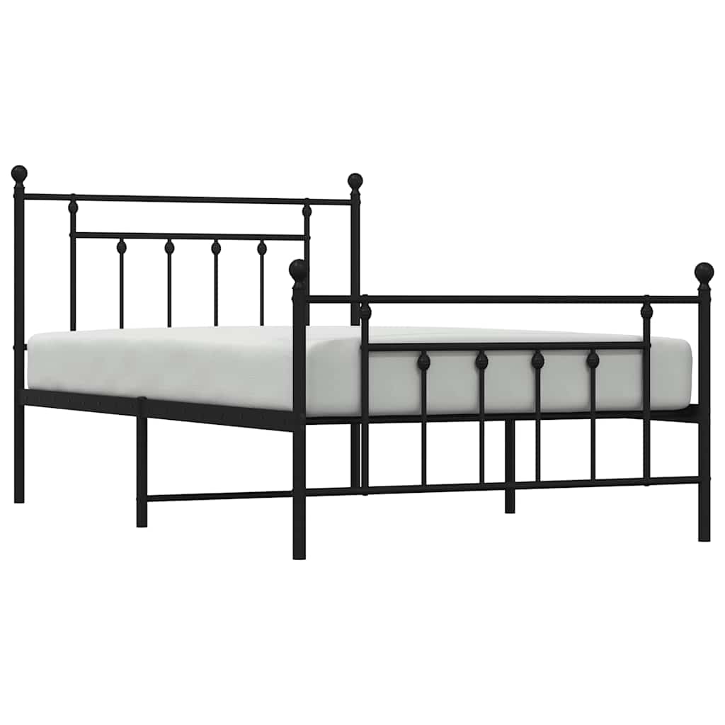 Metal Bed Frame without Mattress with Footboard Black 100x200cm
