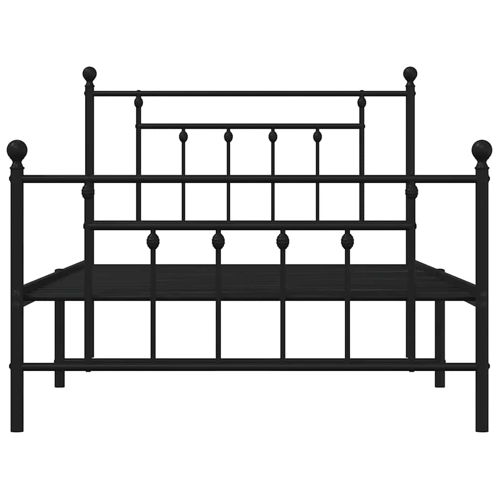 Metal Bed Frame without Mattress with Footboard Black 100x200cm