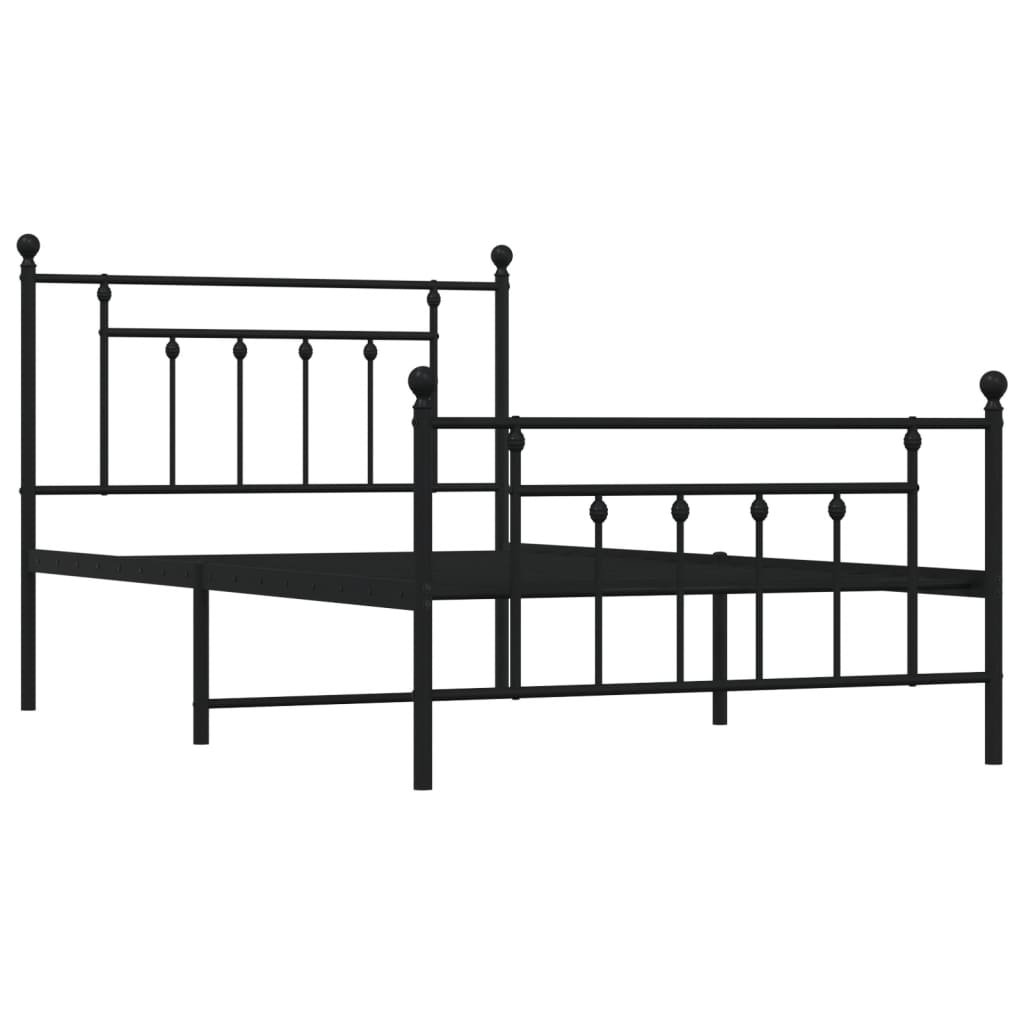 Metal Bed Frame without Mattress with Footboard Black 107x203cm