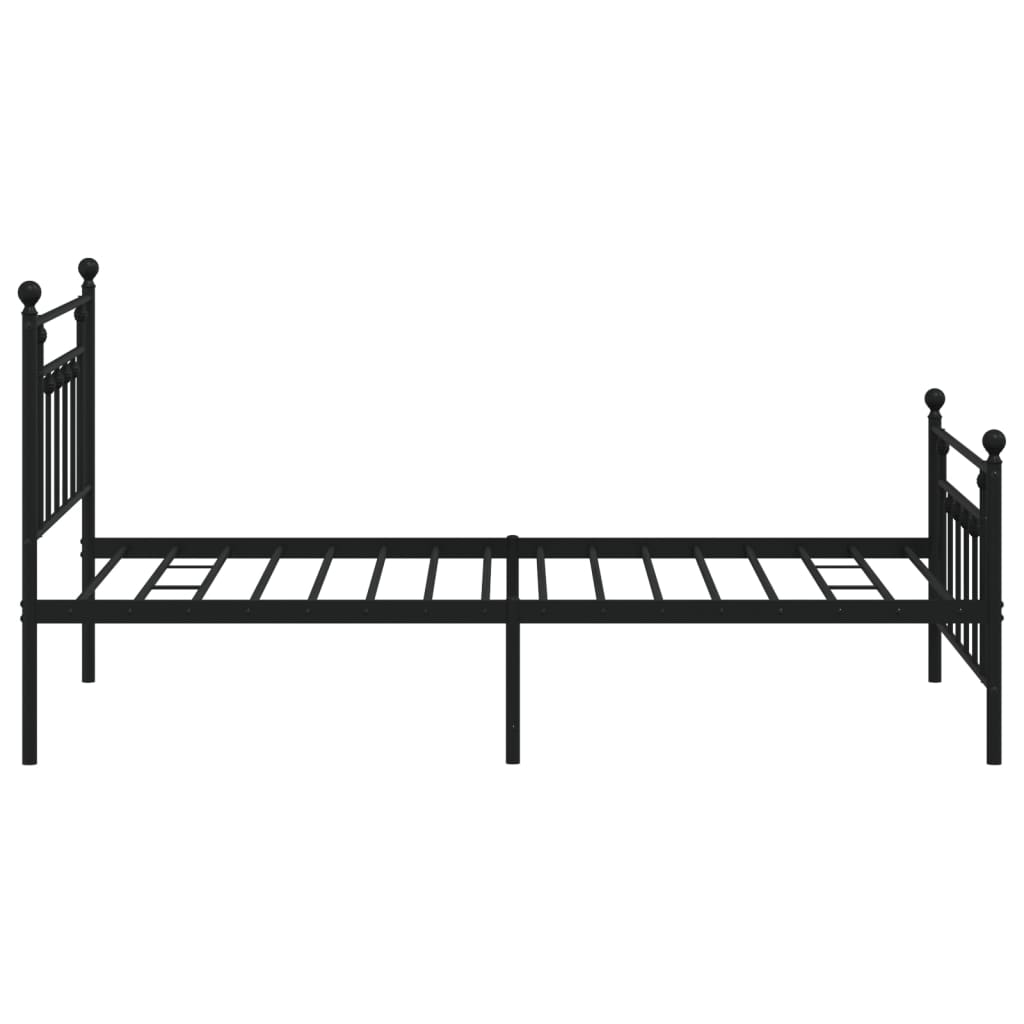 Metal Bed Frame without Mattress with Footboard Black 107x203cm