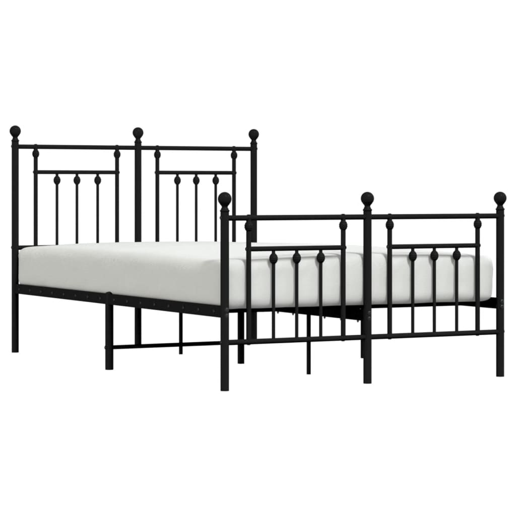 Metal Bed Frame without Mattress with Footboard Black 120x190cm