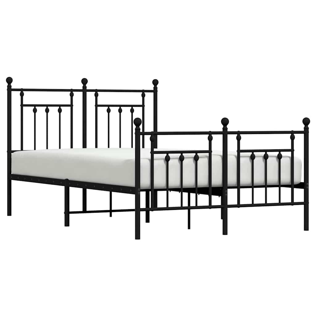 Metal Bed Frame without Mattress with Footboard Black 120x200cm