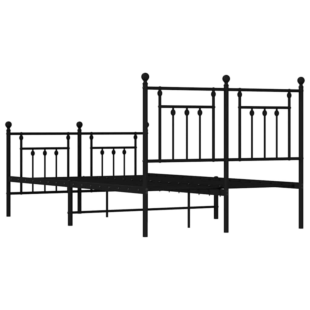 Metal Bed Frame without Mattress with Footboard Black 120x200cm