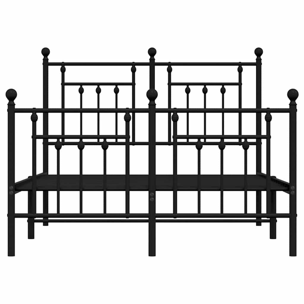 Metal Bed Frame without Mattress with Footboard Black 135x190cm