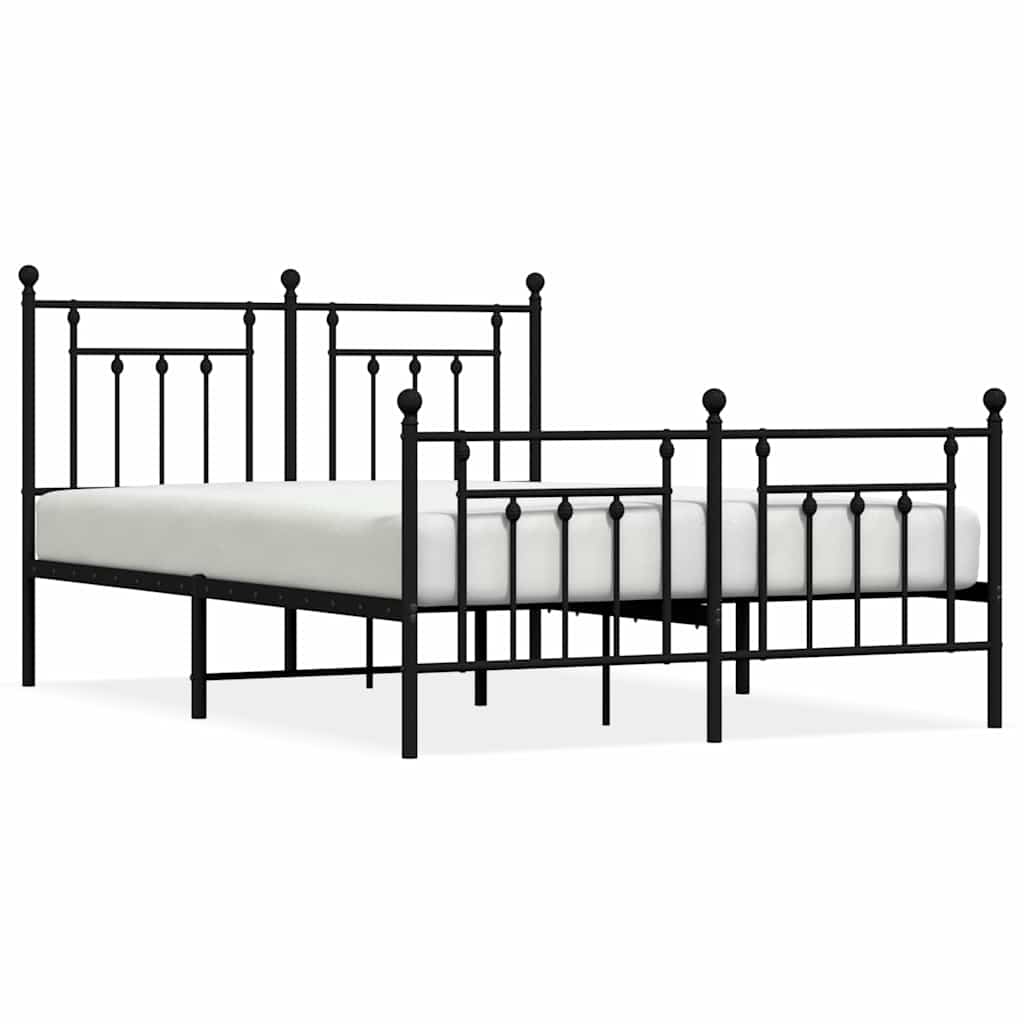 Metal Bed Frame without Mattress with Footboard Black 140x190cm