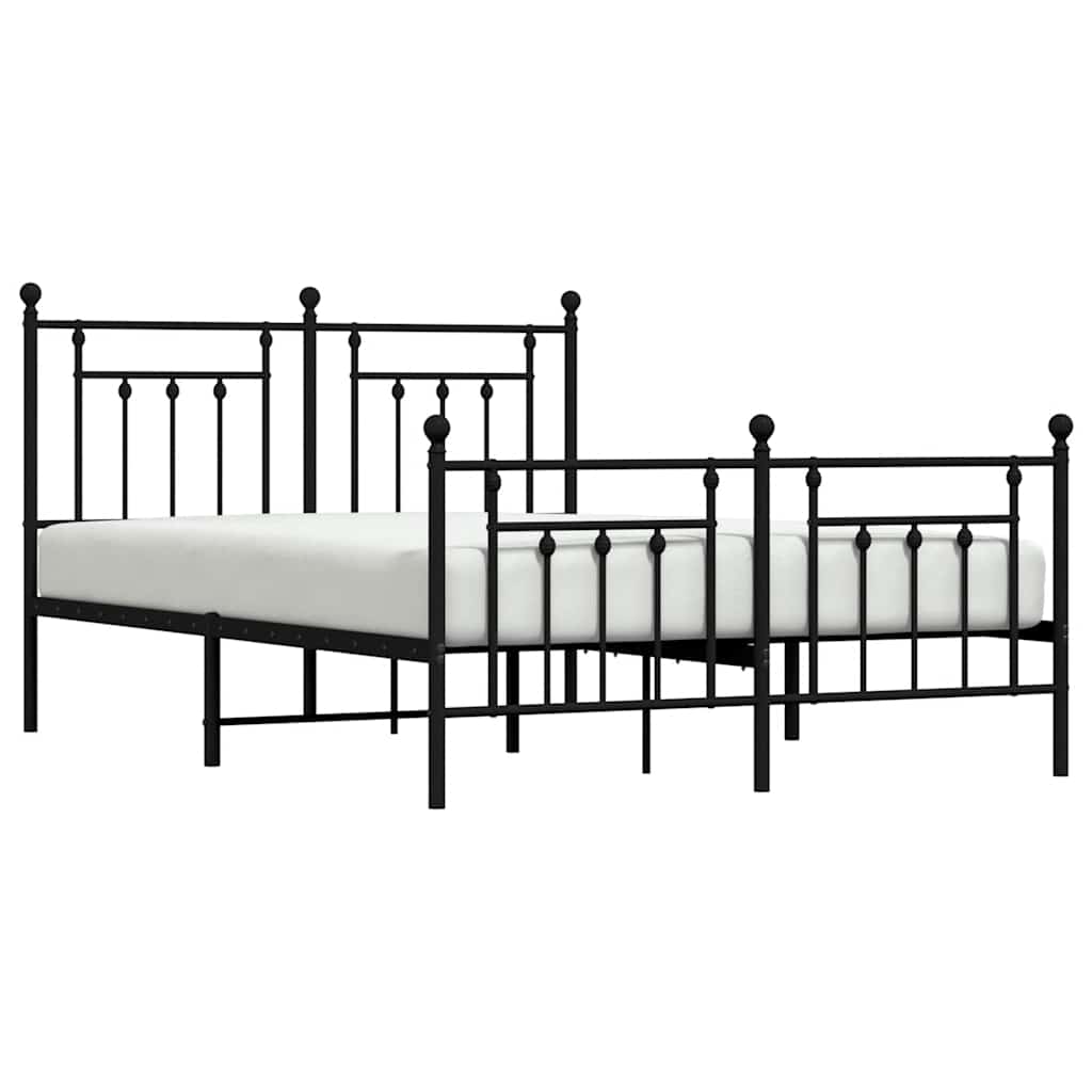 Metal Bed Frame without Mattress with Footboard Black 140x190cm