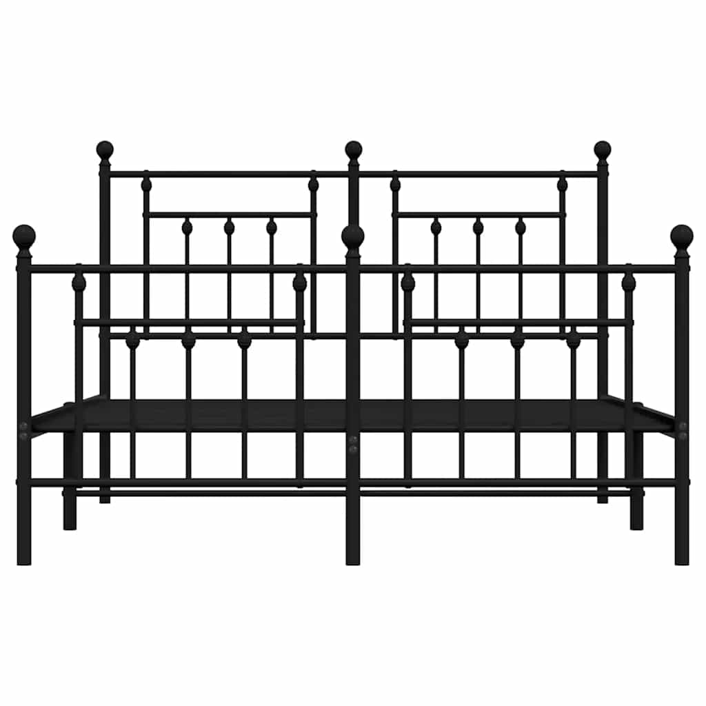 Metal Bed Frame without Mattress with Footboard Black 140x190cm