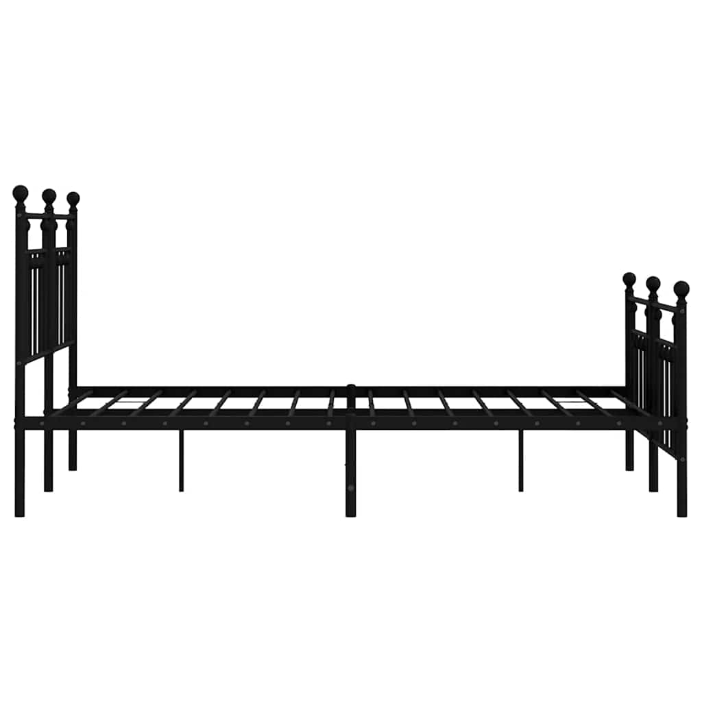 Metal Bed Frame without Mattress with Footboard Black 140x190cm