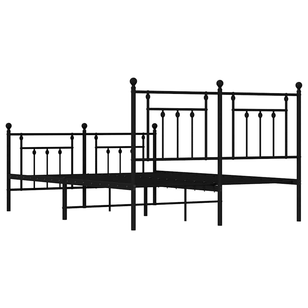 Metal Bed Frame without Mattress with Footboard Black 140x190cm