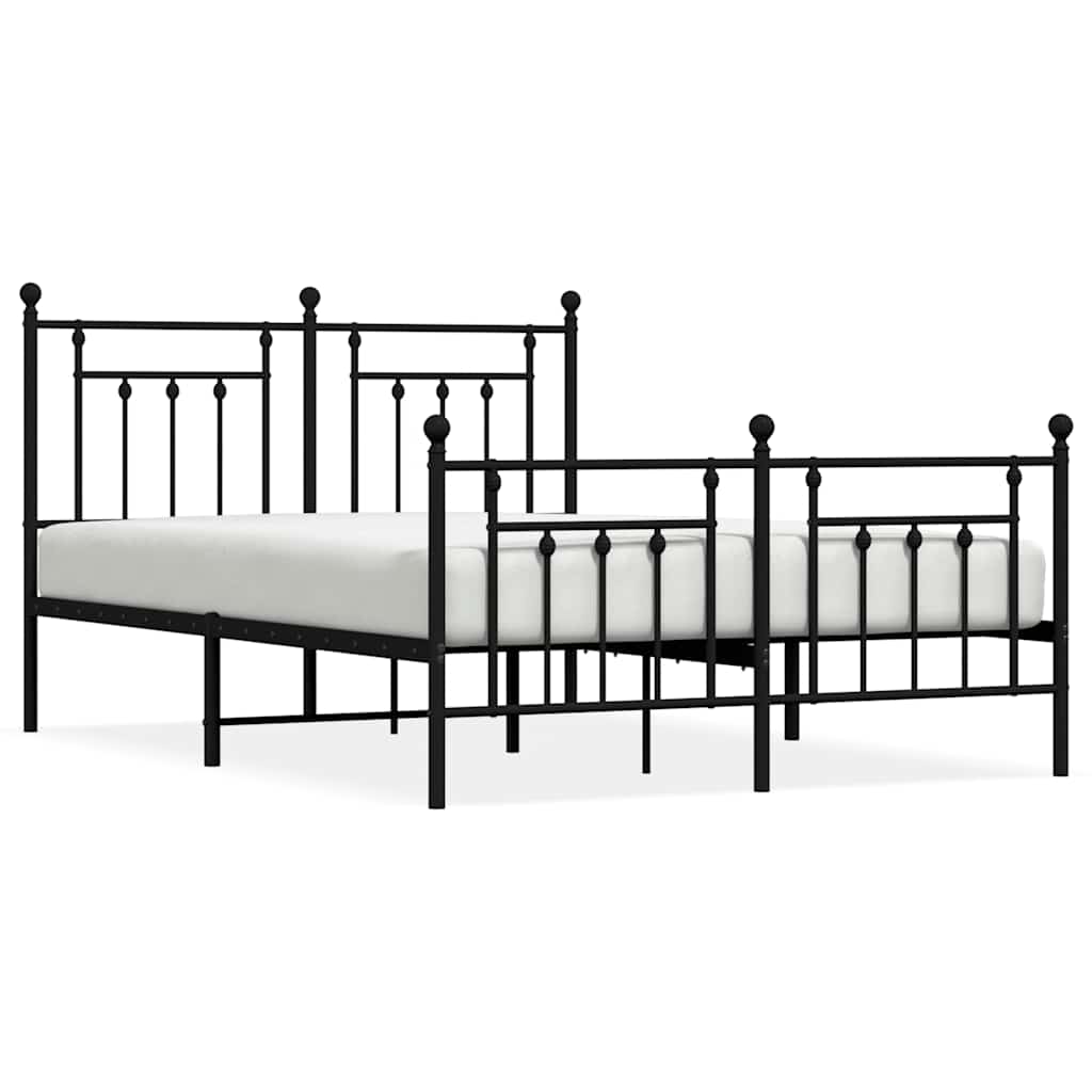 Metal Bed Frame without Mattress with Footboard Black 140x200cm