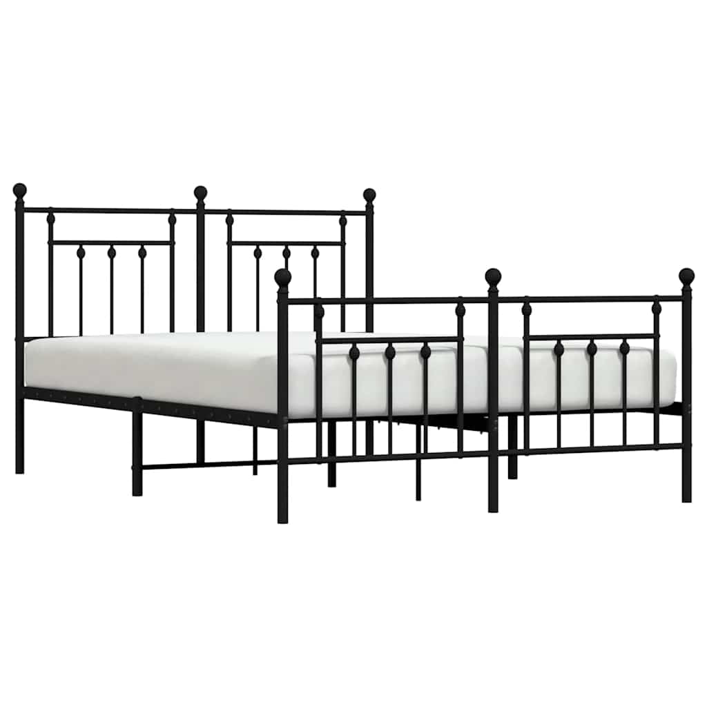 Metal Bed Frame without Mattress with Footboard Black 140x200cm