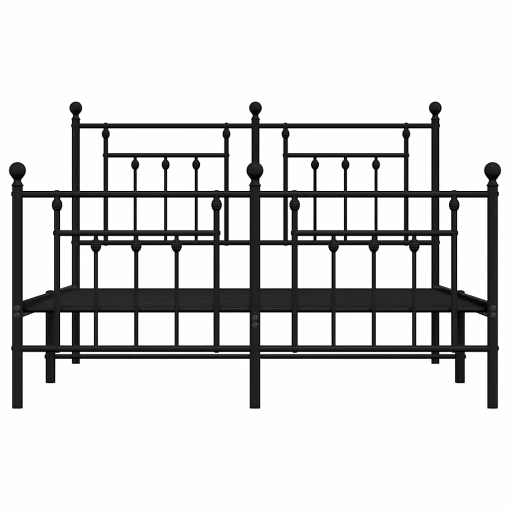 Metal Bed Frame without Mattress with Footboard Black 140x200cm