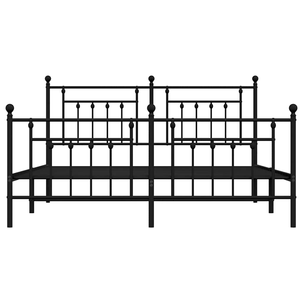 Metal Bed Frame without Mattress with Footboard Black 160x200cm