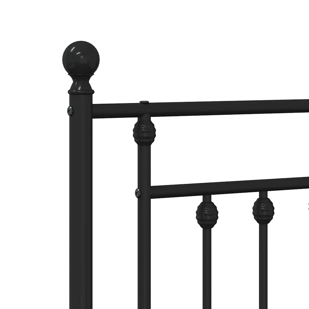 Metal Bed Frame without Mattress with Footboard Black 160x200cm