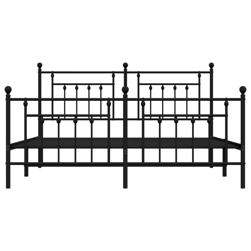 Metal Bed Frame without Mattress with Footboard Black 180x200cm