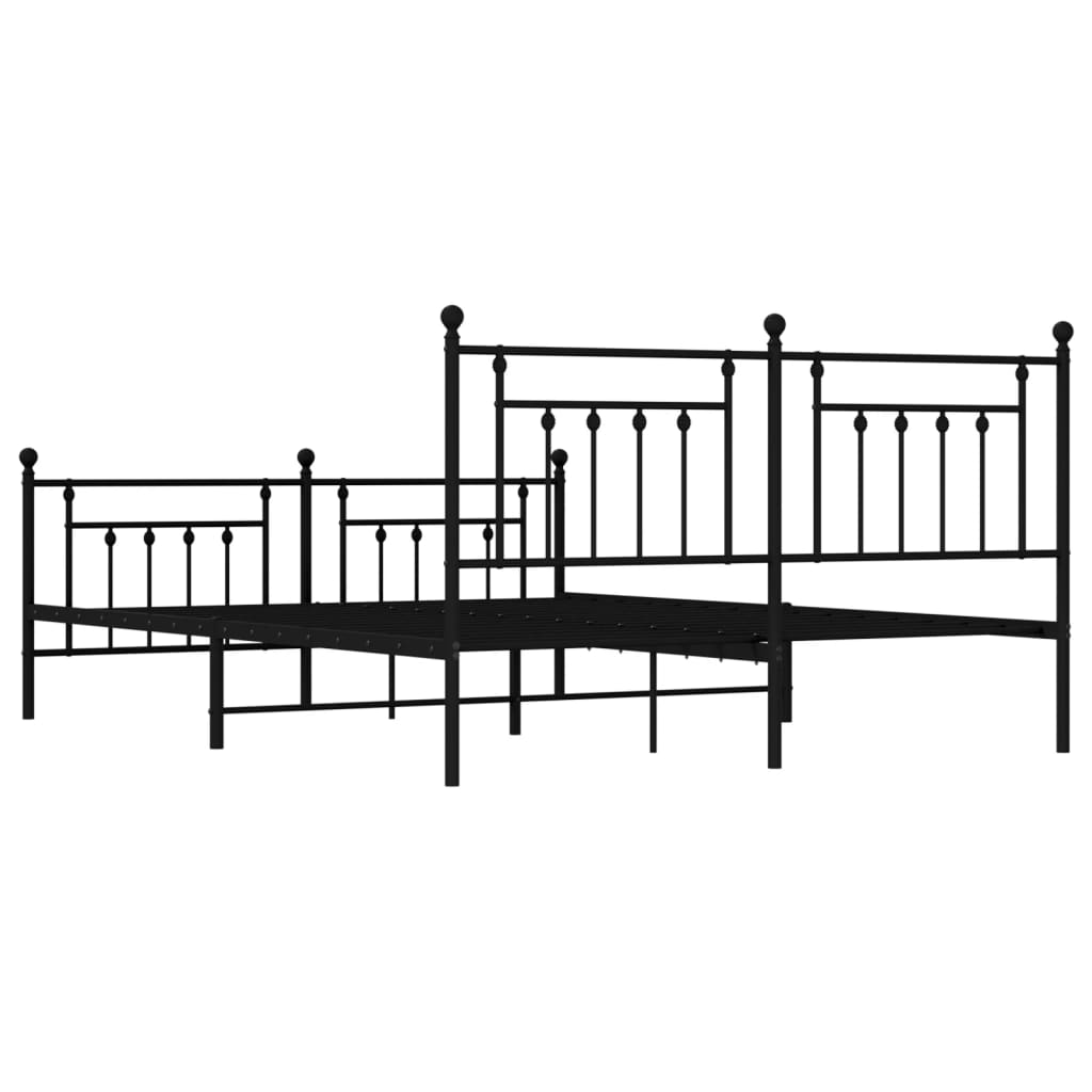 Metal Bed Frame without Mattress with Footboard Black 180x200cm