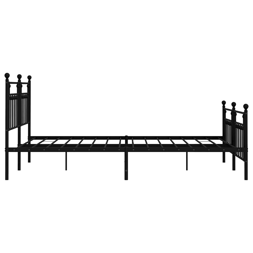 Metal Bed Frame without Mattress with Footboard Black 183x213cm
