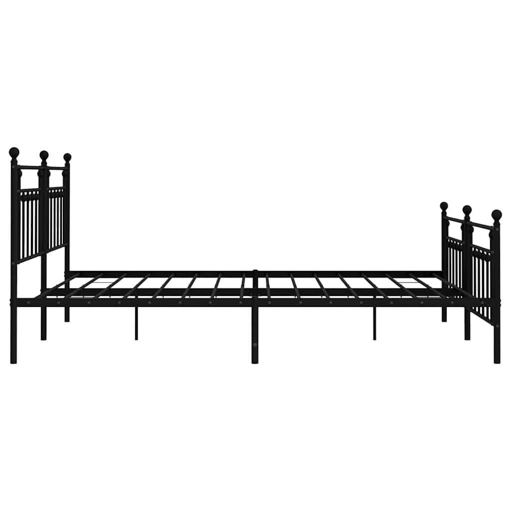 Metal Bed Frame without Mattress with Footboard Black 193x203cm