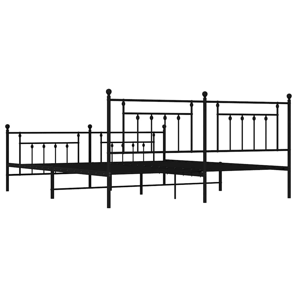 Metal Bed Frame without Mattress with Footboard Black 193x203cm