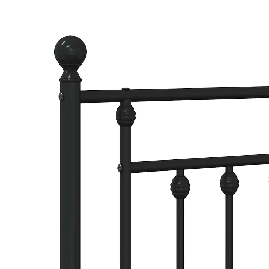 Metal Bed Frame without Mattress with Footboard Black 193x203cm