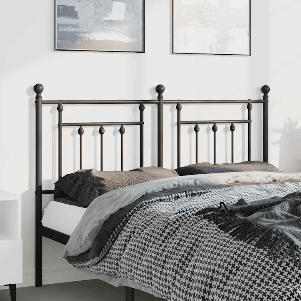 Metal Headboard Black 135 cm
