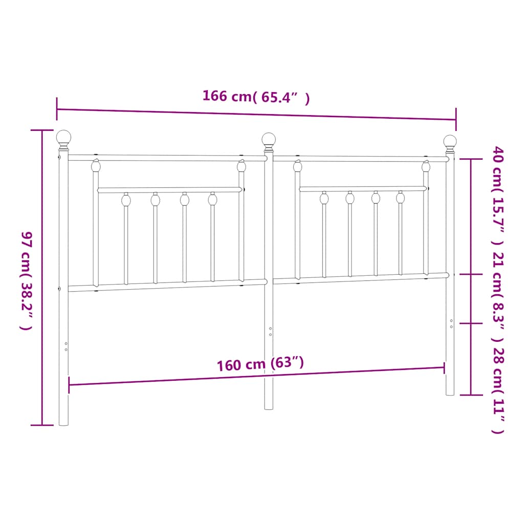 Metal Headboard Black 160 cm